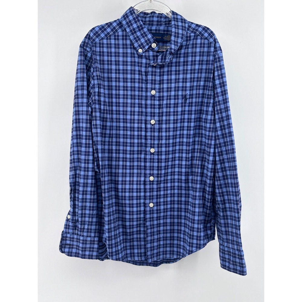 Ralph Lauren Performance Plaid Button-Down Shirt - Blue - Kid's
